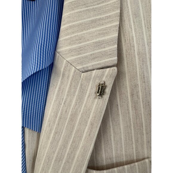 NEW! Tommy Hilfiger Womens Blazer, Suit Jacket, Light Tan White Stripes, Size 16 - Picture 6 of 14